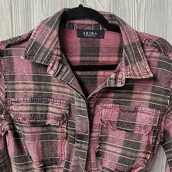 Akira Cool Again Grunge Y2K Flannel Blouse Womens Size Medium - Picture 3 of 11